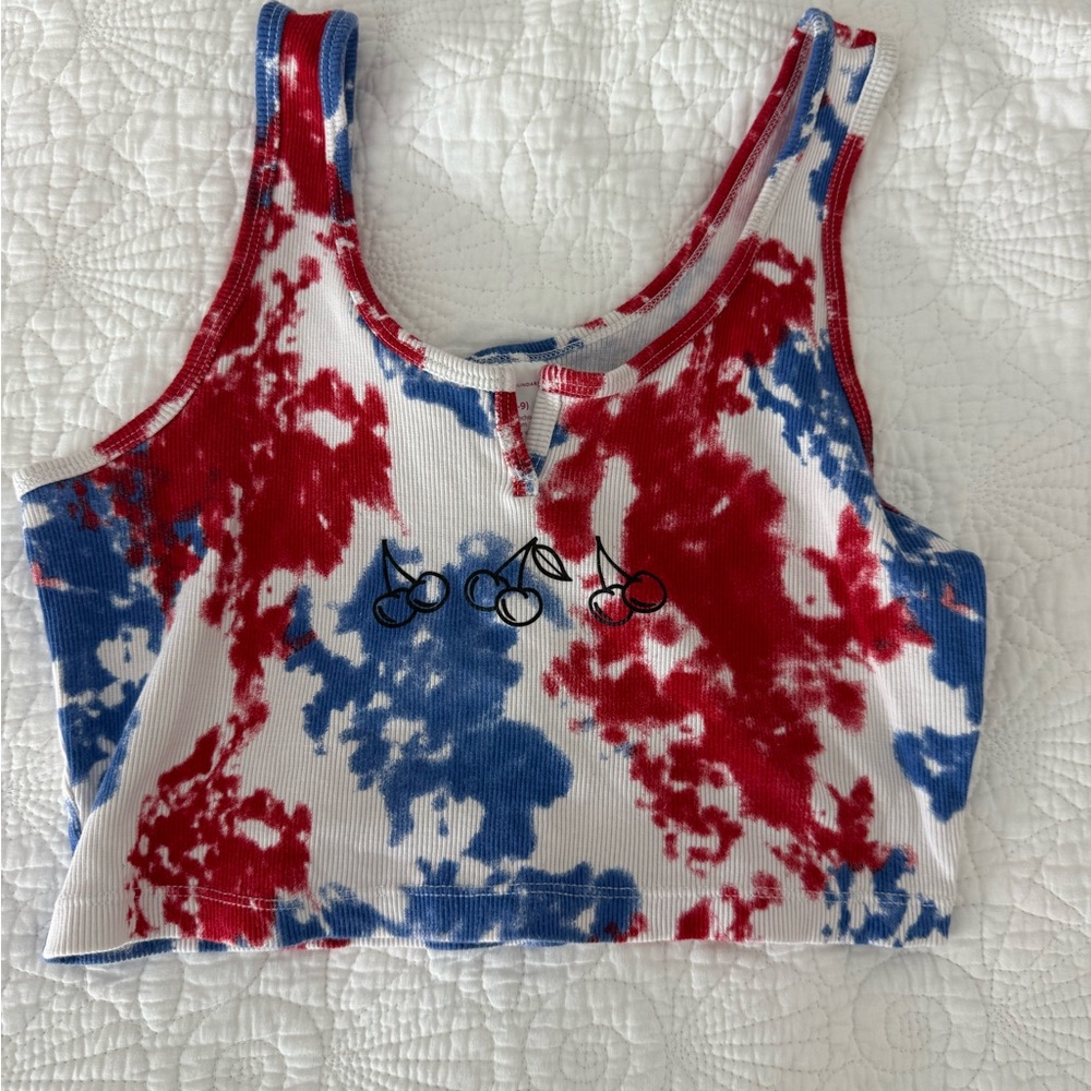 No Boundaries Red and Blue Tie-Dye Tank
